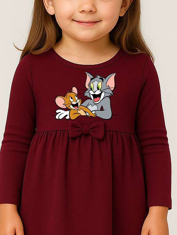 girls printed long sleeve a-line dress - 22277097 -  Standard Image - 3