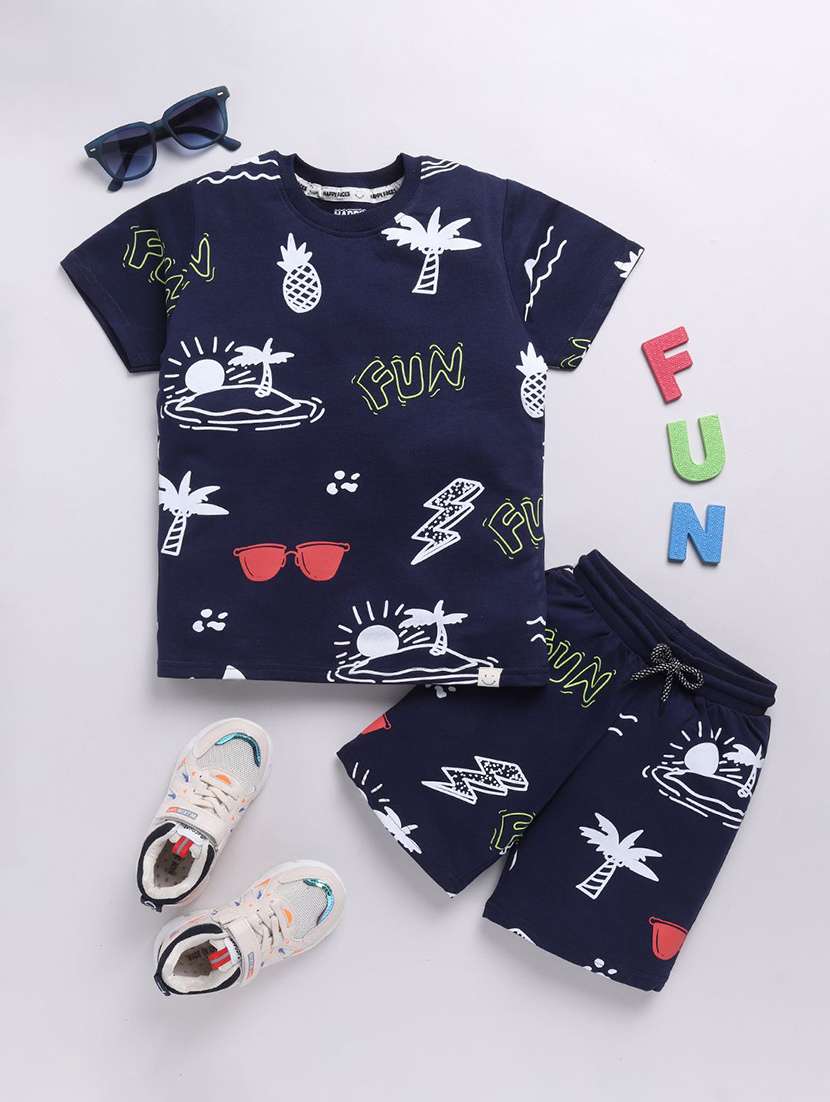 boys printed shorts co-ord set