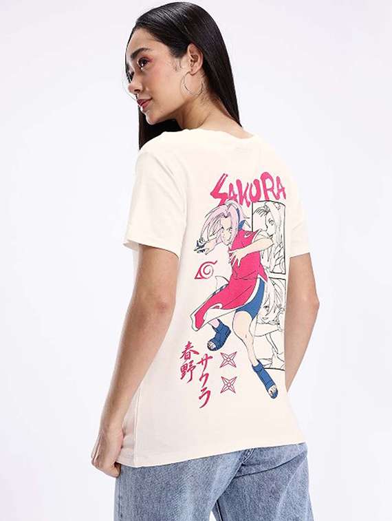 women front print round neck t-shirt - 22277408 -  Standard Image - 3