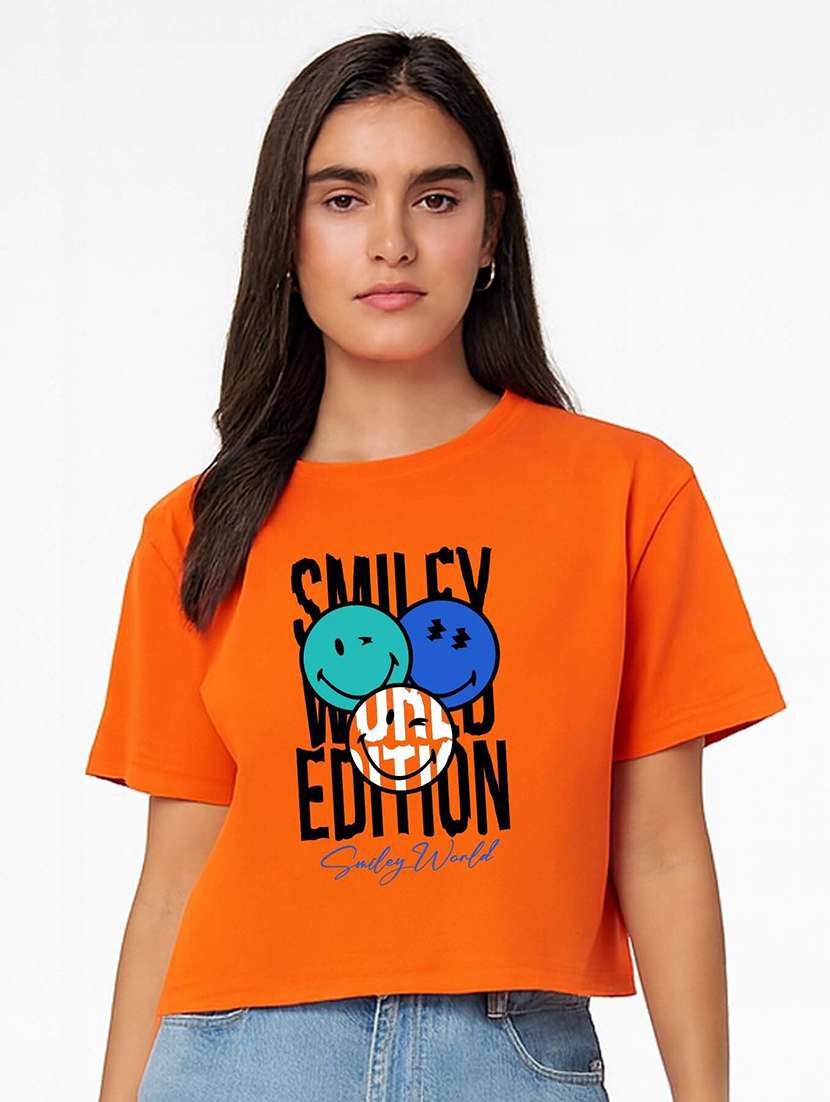 women printed round neck t-shirt