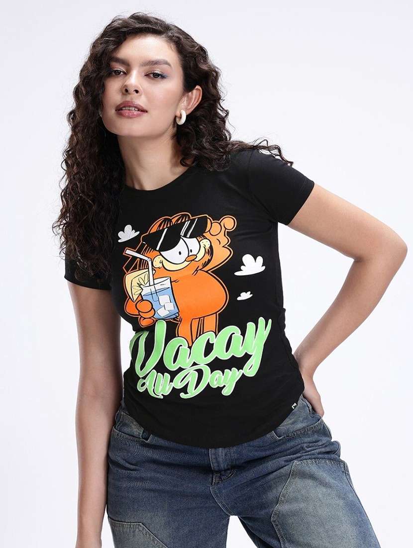 women printed round neck t-shirt