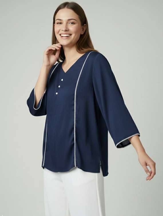 women solid bell sleeve regular top - 22277437 -  Standard Image - 3