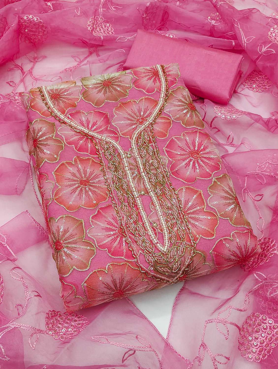 women floral embroidered unstitched suit set