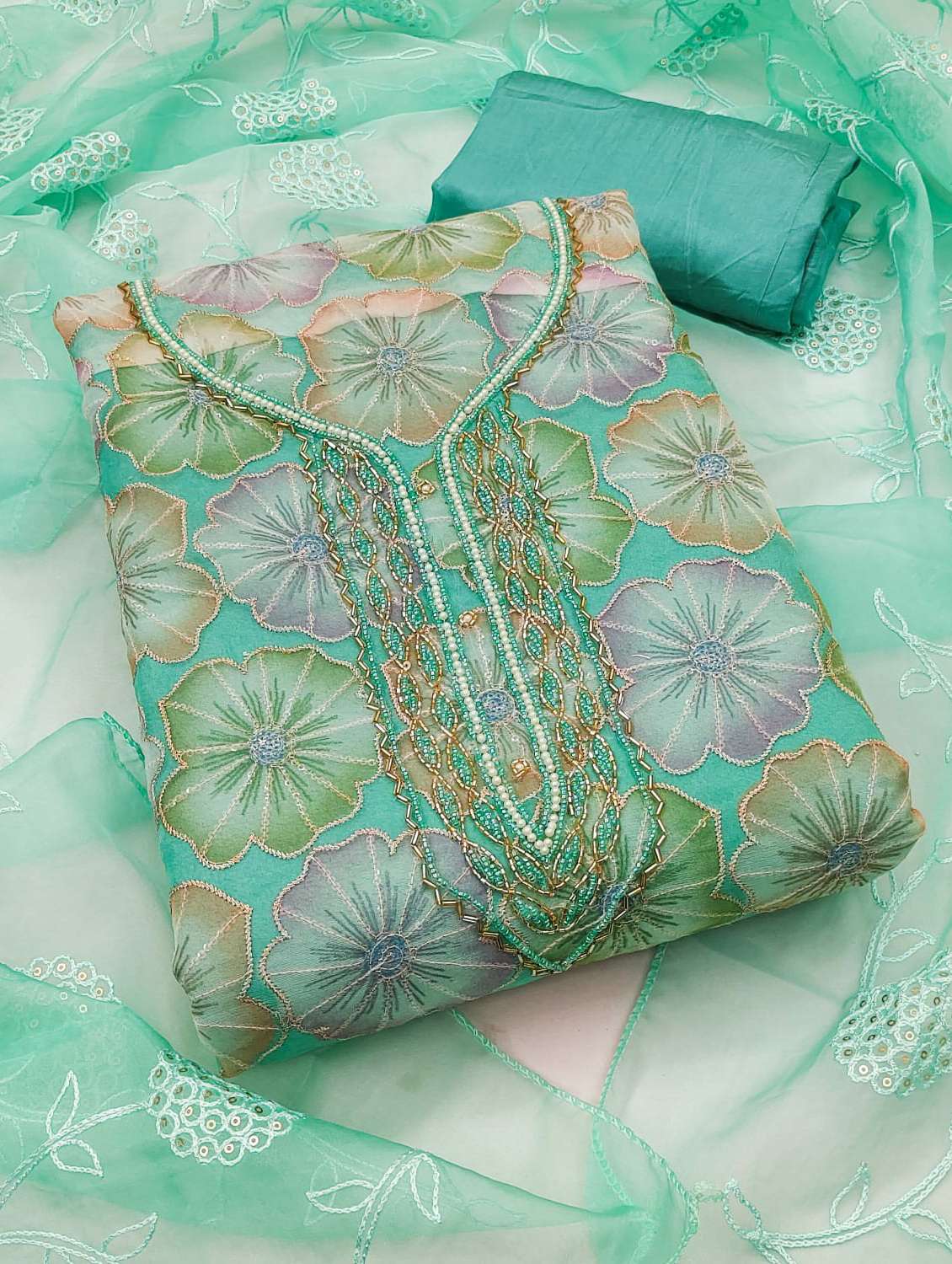 women floral embroidered unstitched suit set