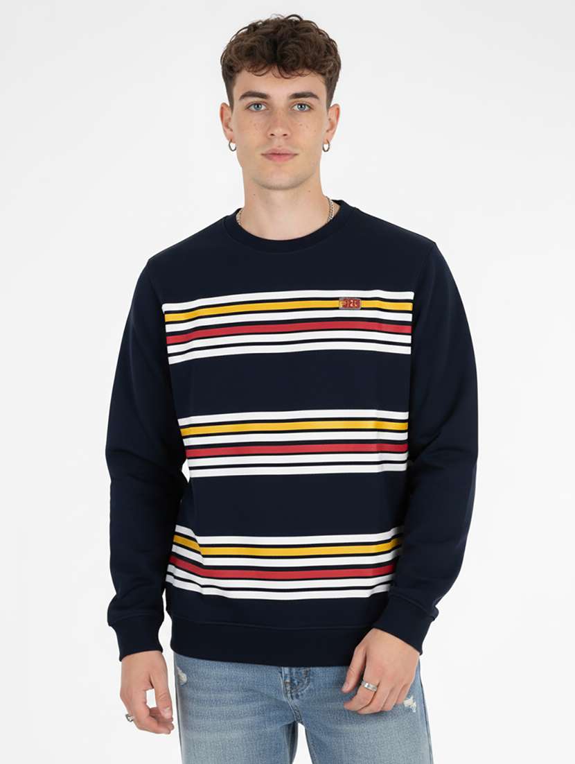 men printed round neck long sleeve sweatshirt