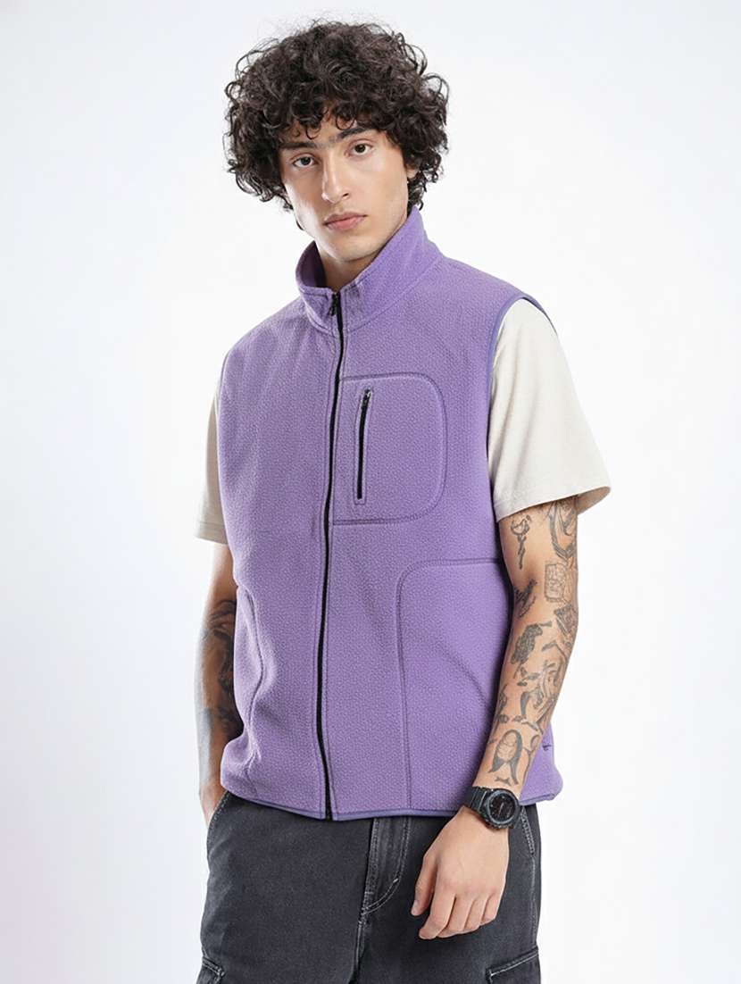 men solid sleeveless sweatshirt