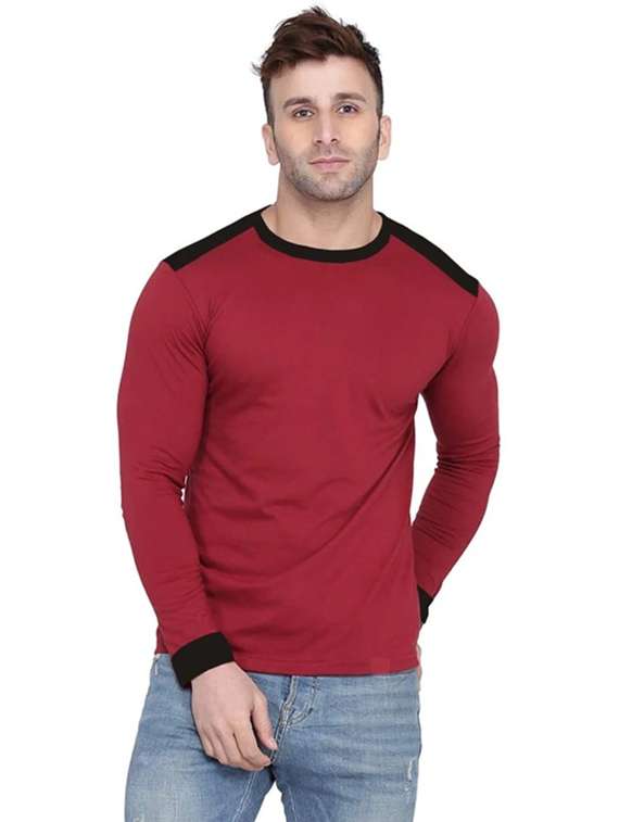 men color blocked long sleeve slim fit t-shirt