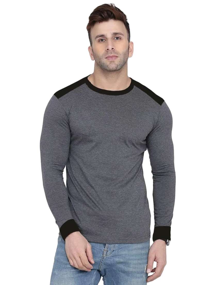 men color block long sleeve slim fit t-shirt