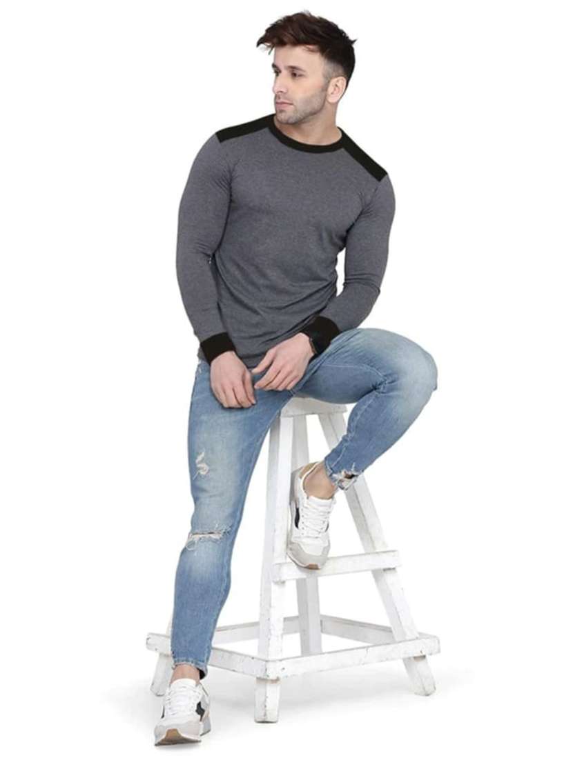 men color block long sleeve slim fit t-shirt - 22277490 -  Standard Image - 3