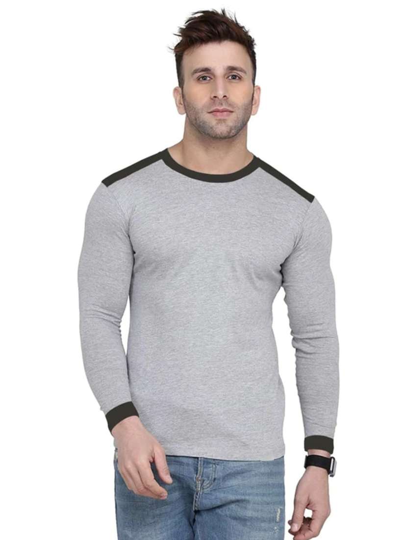 men color block long sleeve slim fit t-shirt