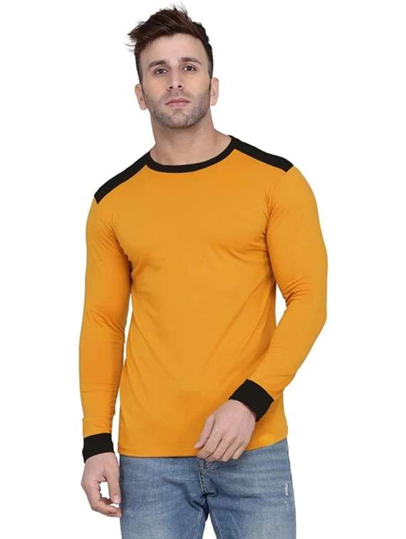 men color blocked long sleeve slim fit t-shirt