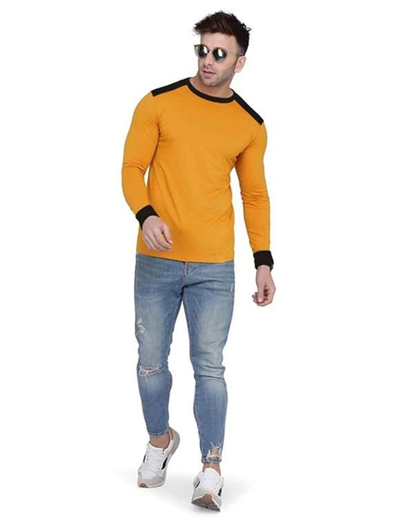 men color blocked long sleeve slim fit t-shirt - 22277492 -  Standard Image - 3