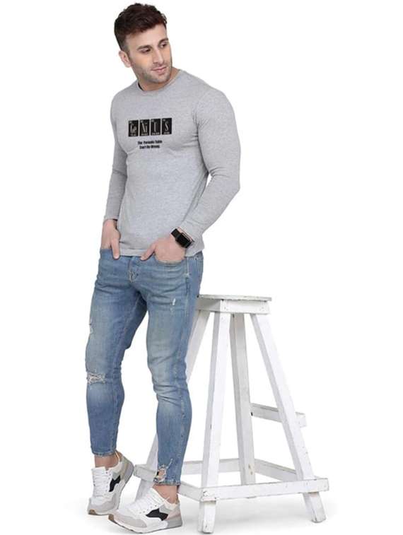 men printed long sleeve slim fit t-shirt - 22277498 -  Standard Image - 3