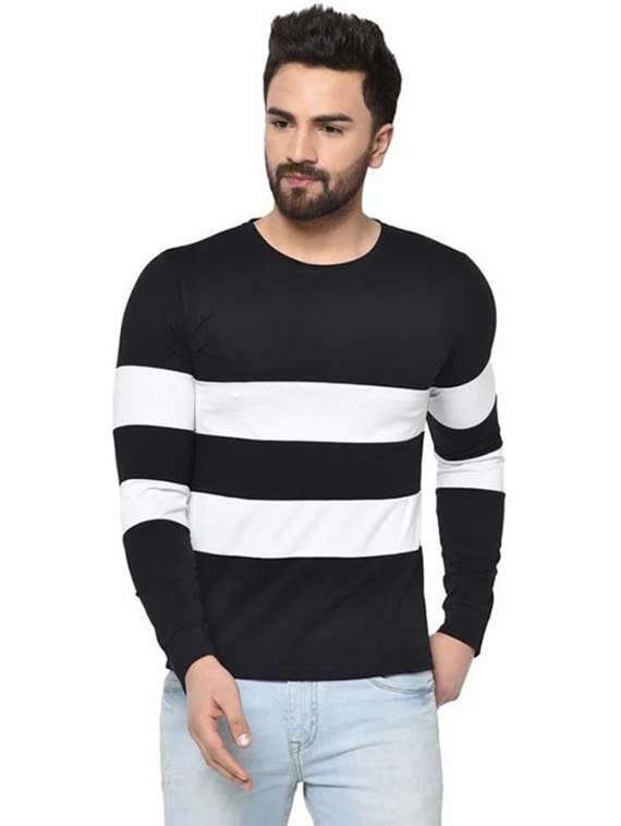 men color blocked long sleeve slim fit t-shirt