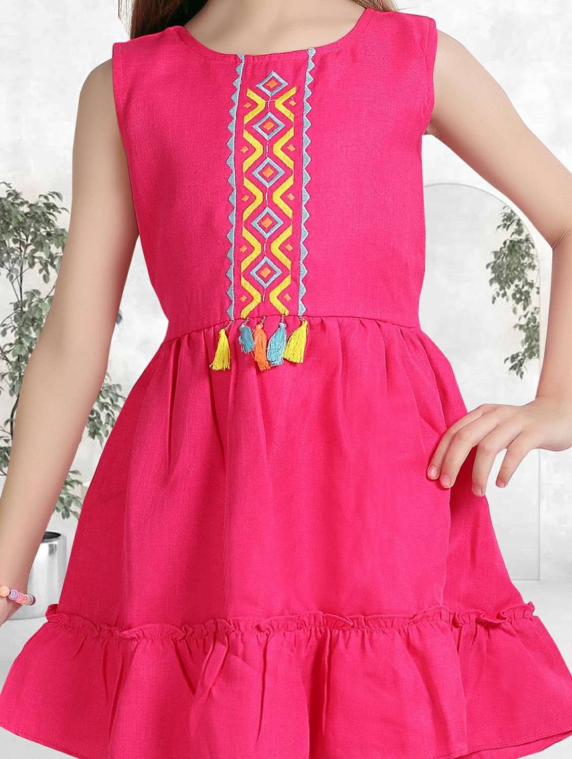 girls embroidered short sleeve tiered frock - 22277511 -  Standard Image - 5