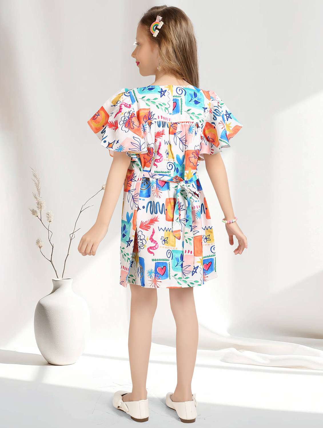 girls printed short sleeve a-line frock - 22277513 -  Standard Image - 3