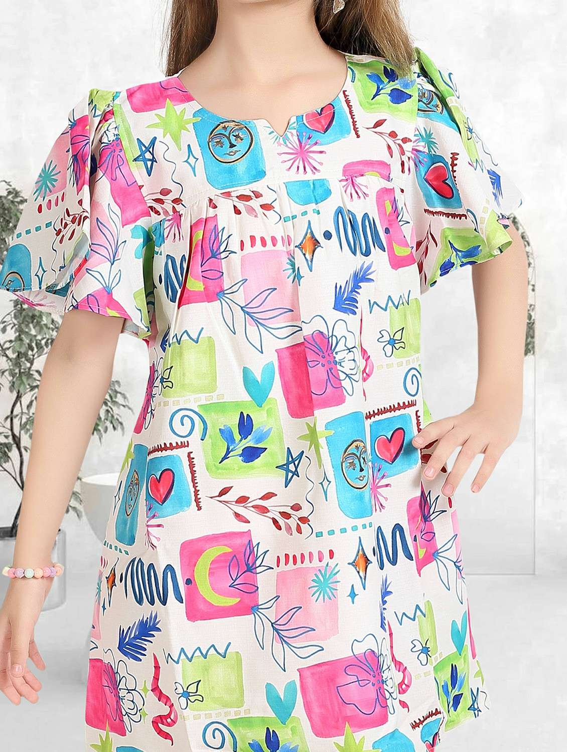 girls printed short sleeve a-line frock - 22277514 -  Standard Image - 5
