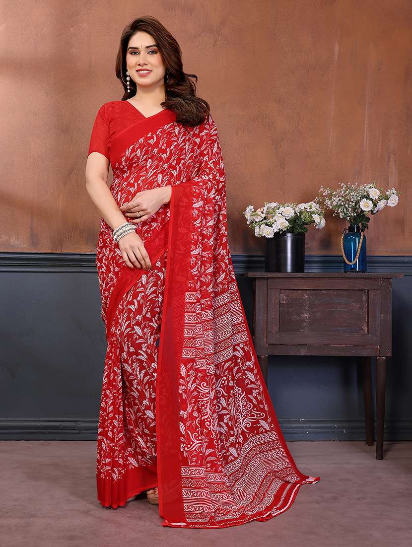 women printed casual wear saree with blouse