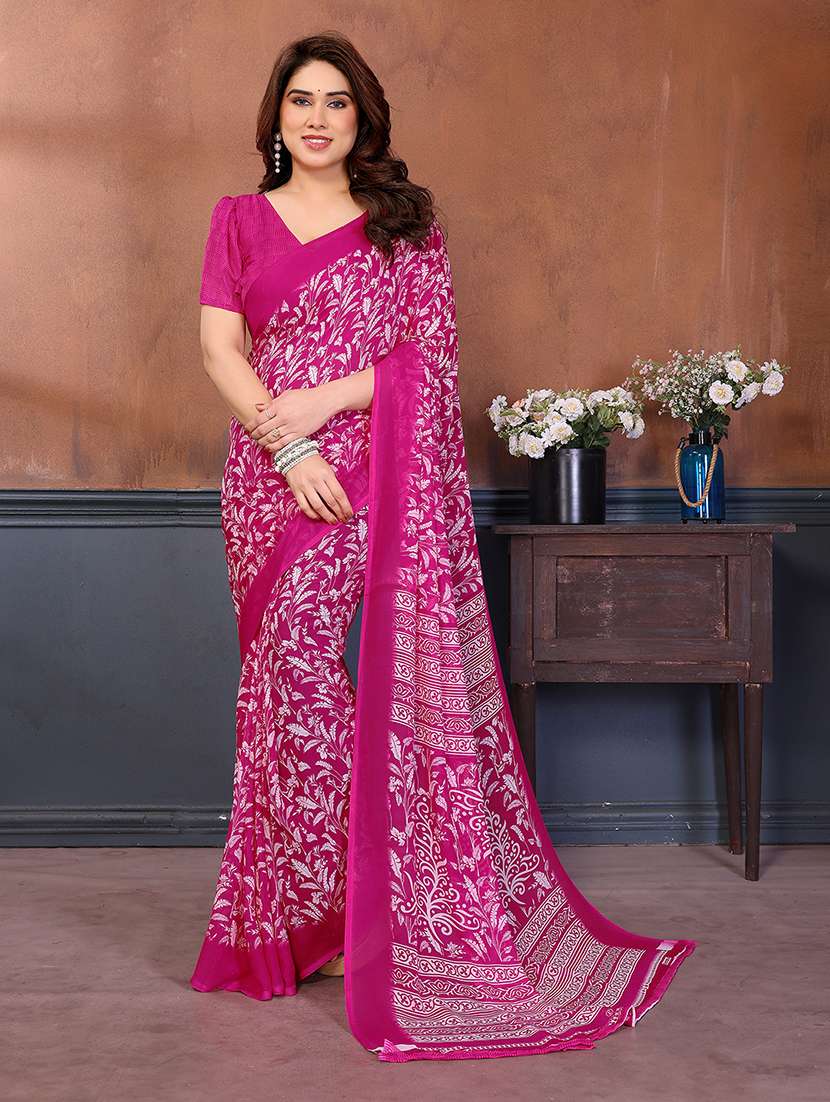 women printed casual wear saree with blouse