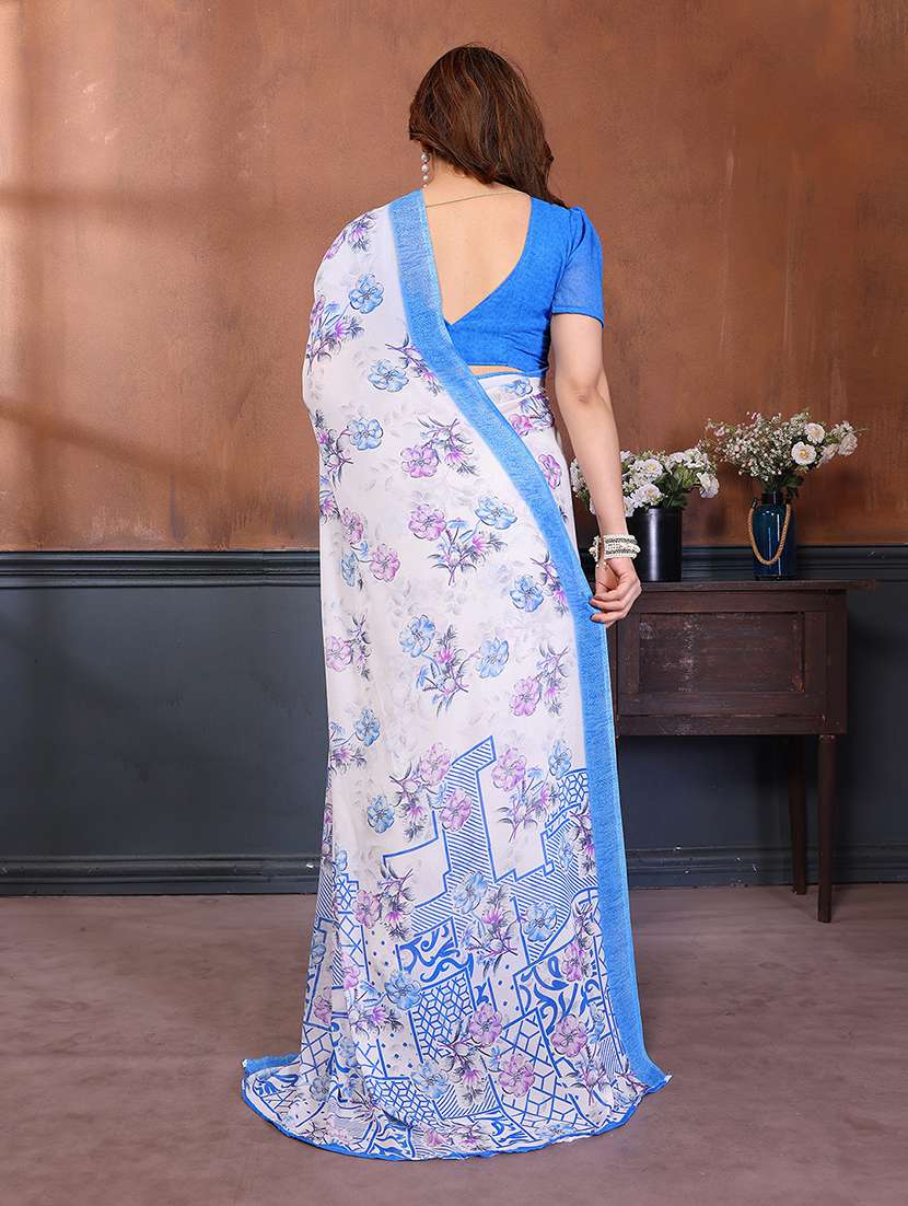 women printed casual wear saree with blouse - 22277525 -  Standard Image - 3