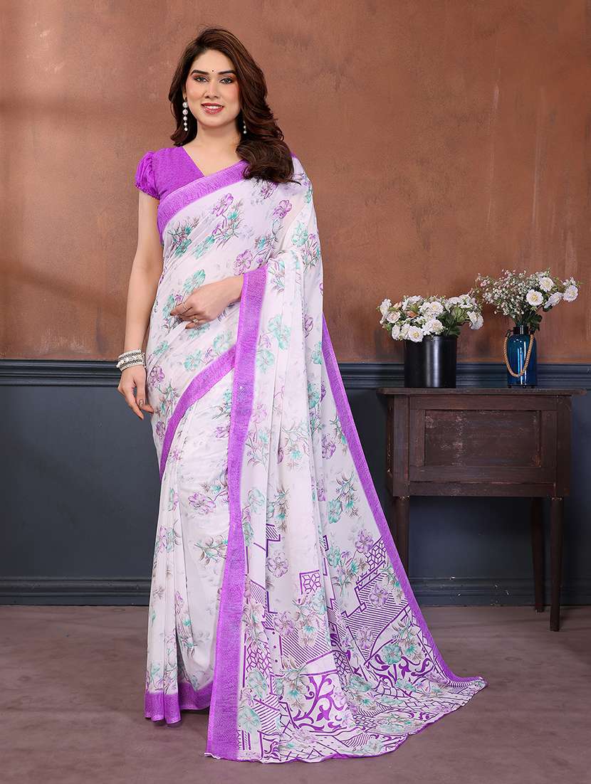 women printed casual wear saree with blouse