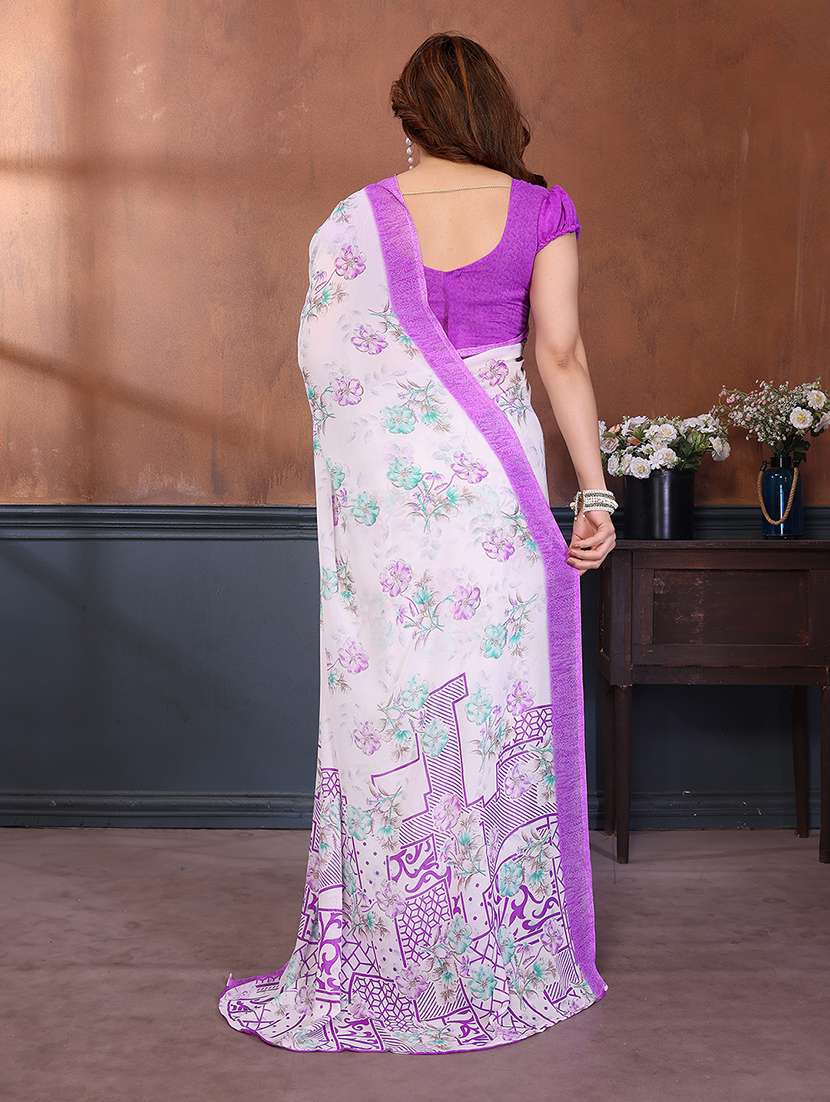women printed casual wear saree with blouse - 22277528 -  Standard Image - 3