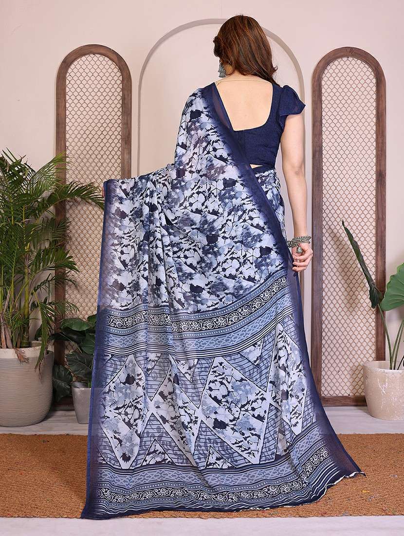 women printed casual wear saree with blouse - 22277541 -  Standard Image - 3