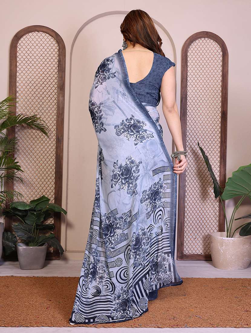 women printed casual wear saree with blouse - 22277544 -  Standard Image - 3