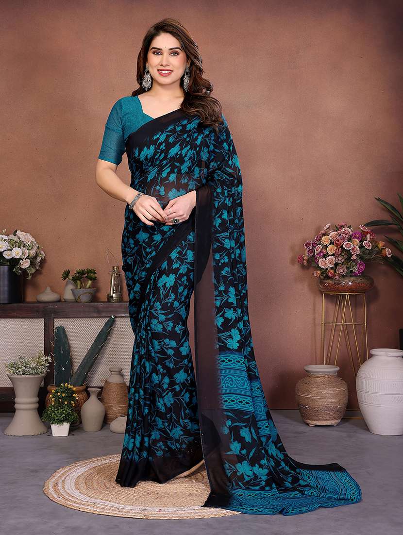 women printed casual wear saree with blouse