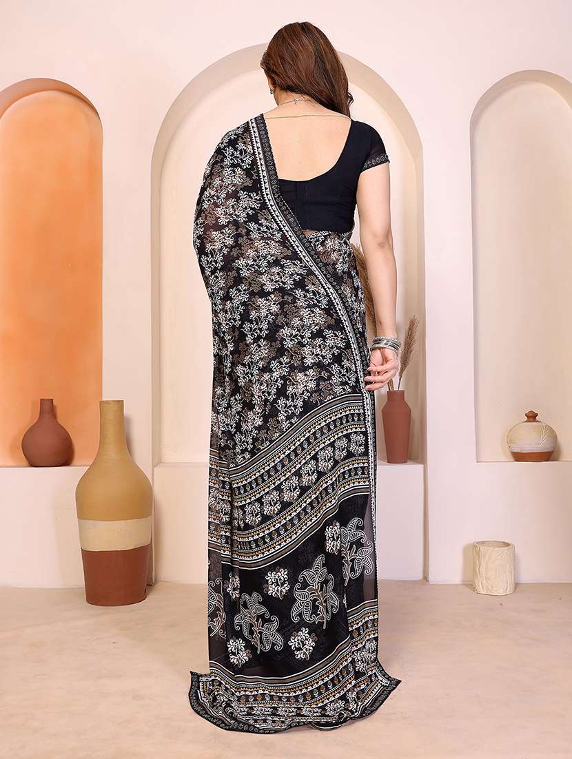 women printed casual wear saree with blouse - 22277562 -  Standard Image - 3