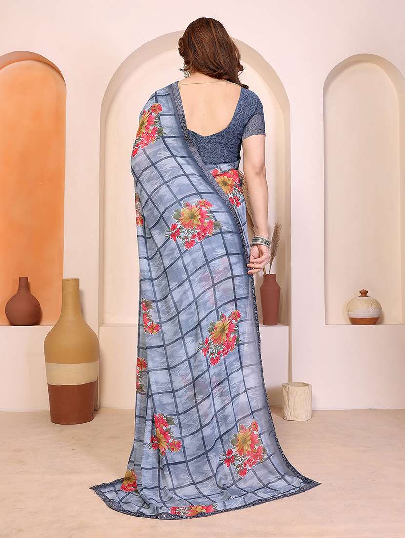 women printed casual wear saree with blouse - 22277569 -  Standard Image - 3