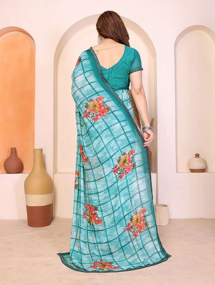 women printed casual wear saree with blouse - 22277833 -  Standard Image - 3