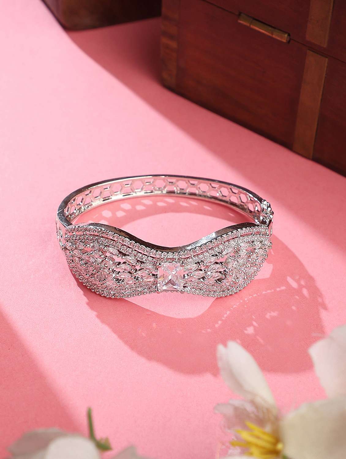 silver plated ad white american diamond bracelet