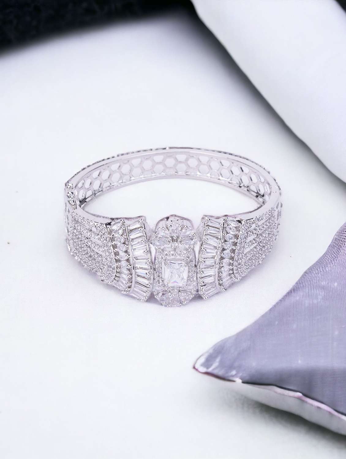 opal touch silver plated ad white american diamond bracelet