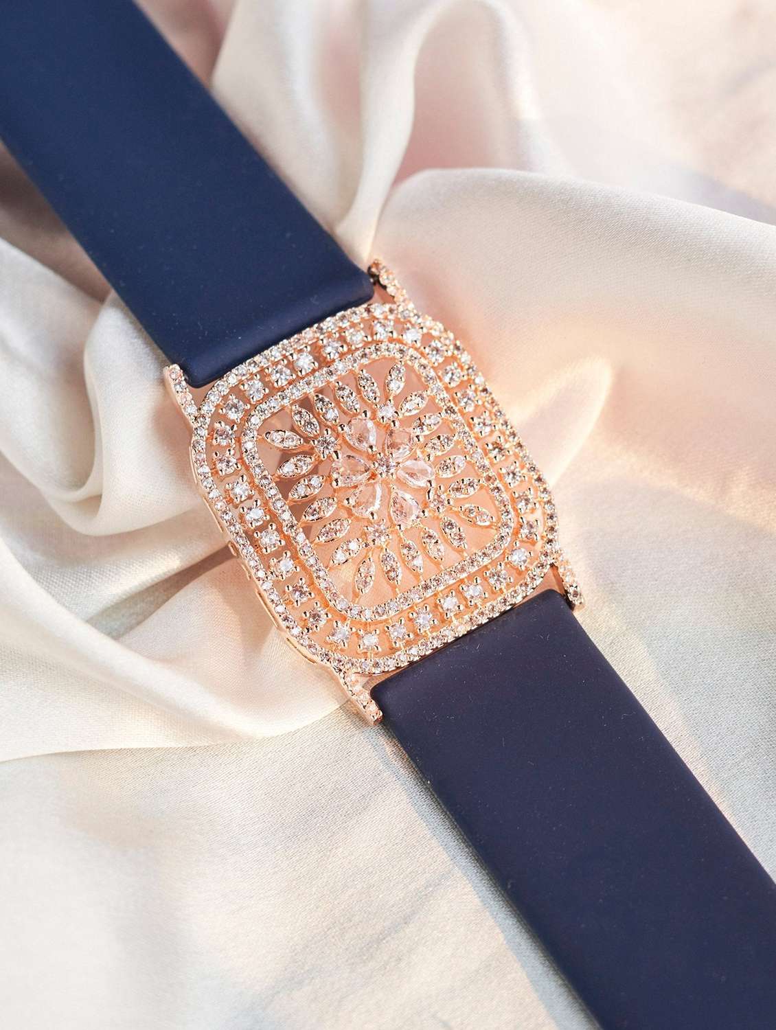 gold-plated artificial stones studded antique wraparound bracelet