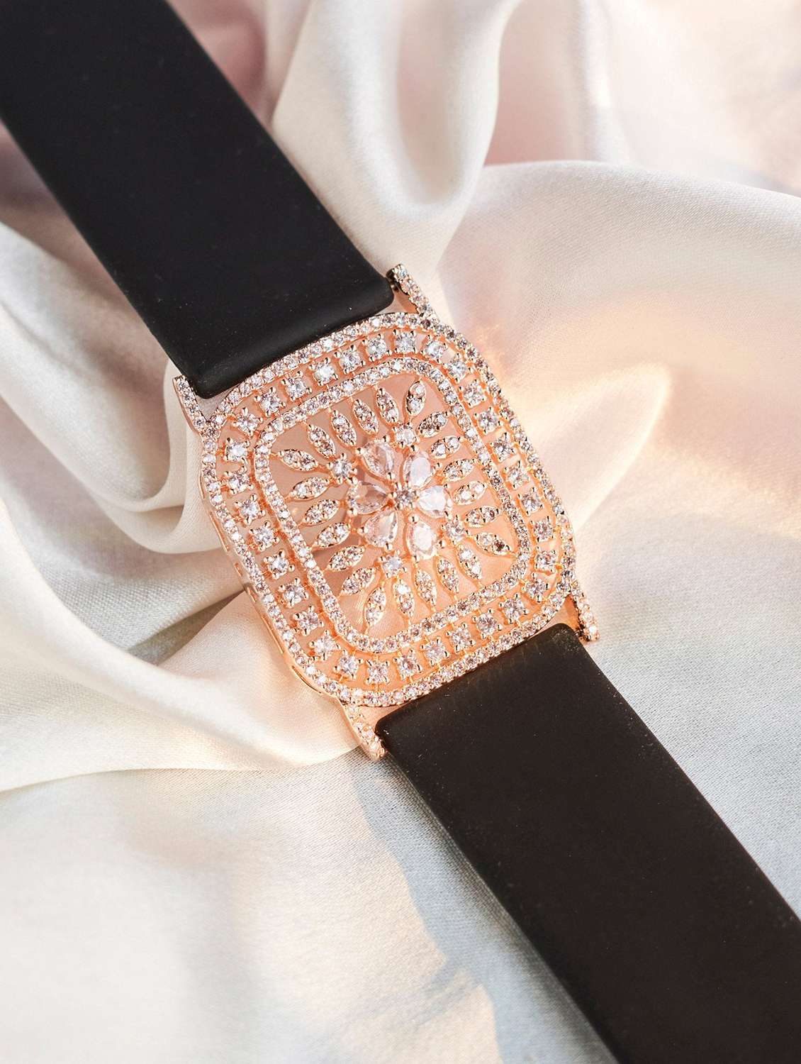 gold-plated artificial stones studded antique wraparound bracelet