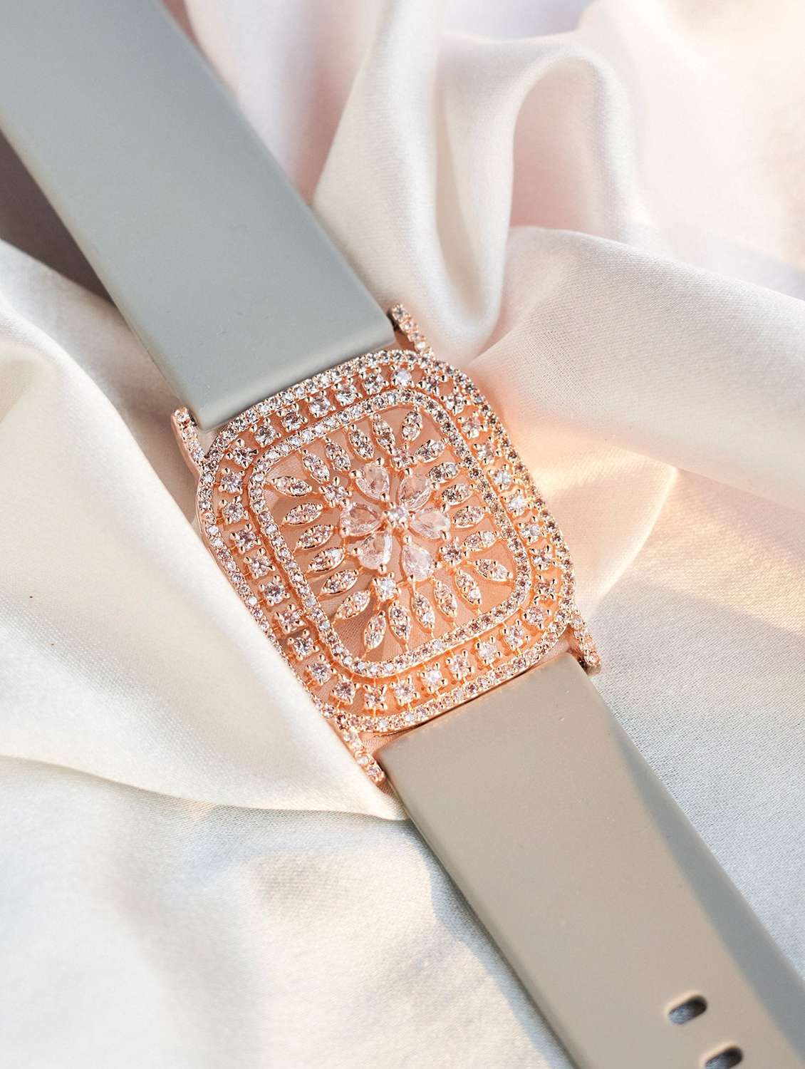 gold-plated artificial stones studded antique wraparound bracelet