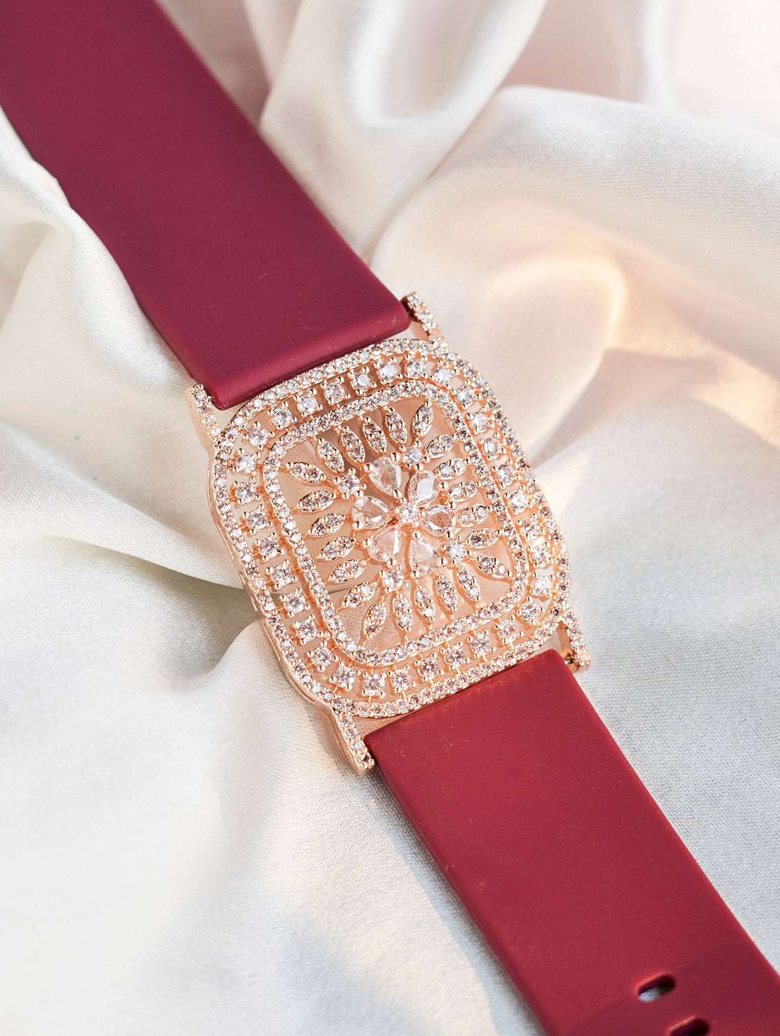 gold-plated artificial stones studded antique wraparound bracelet