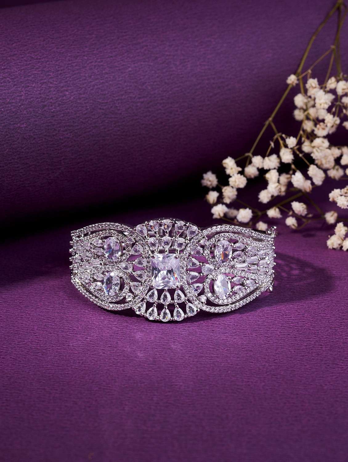 opal touch silver plated ad white american diamond bracelet