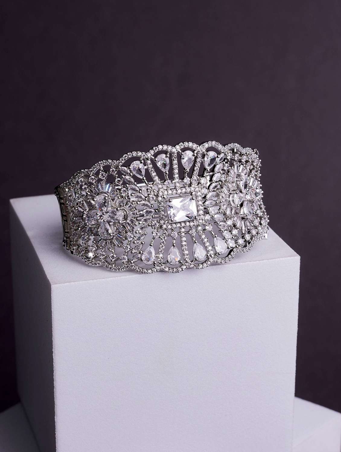opal touch silver plated ad white american diamond bracelet