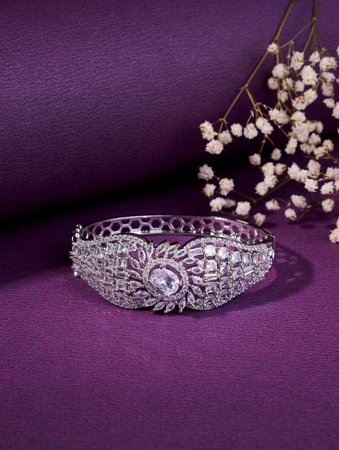 opal touch silver plated ad white american diamond bracelet