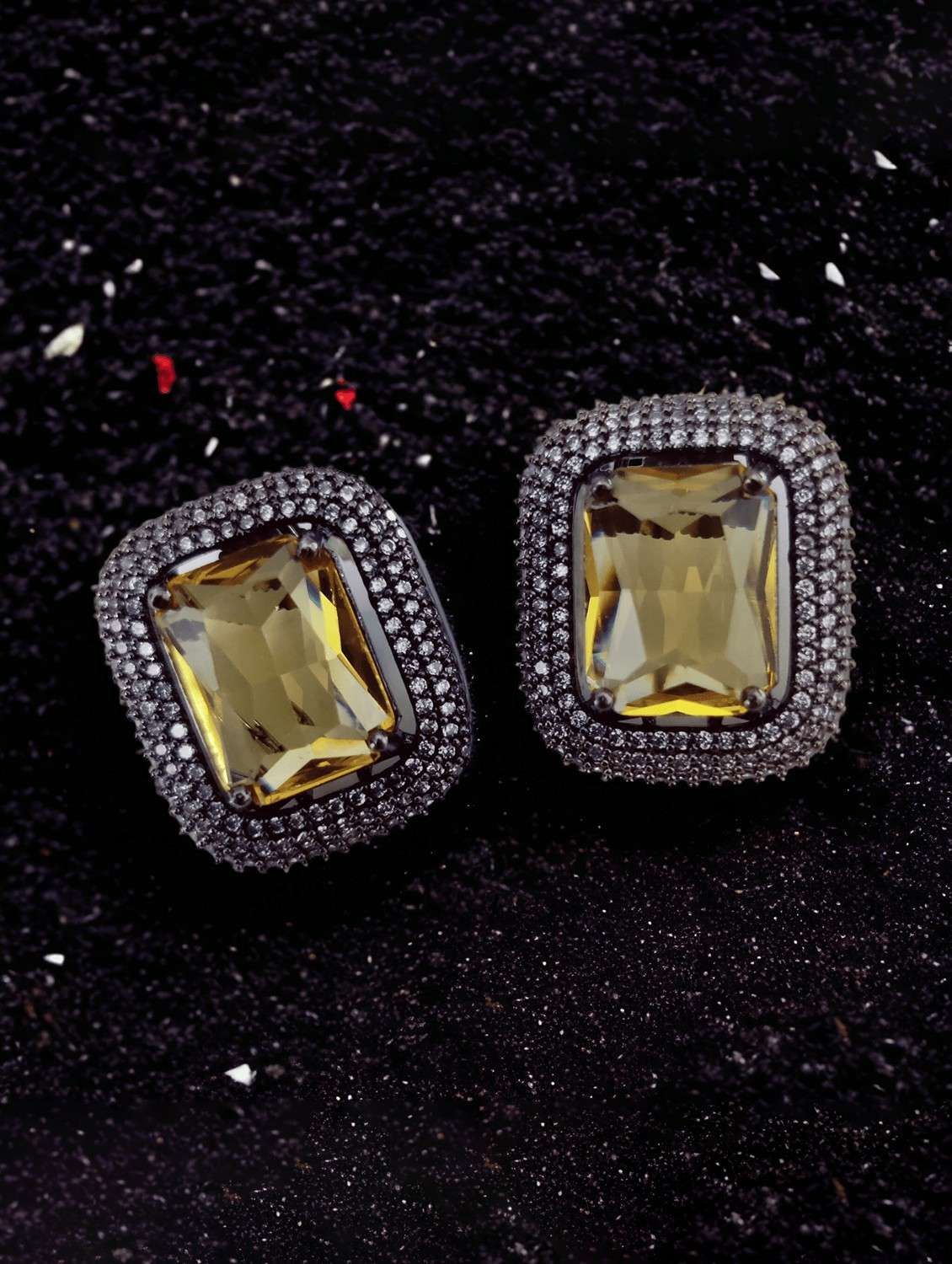 women yellow brass studs earring