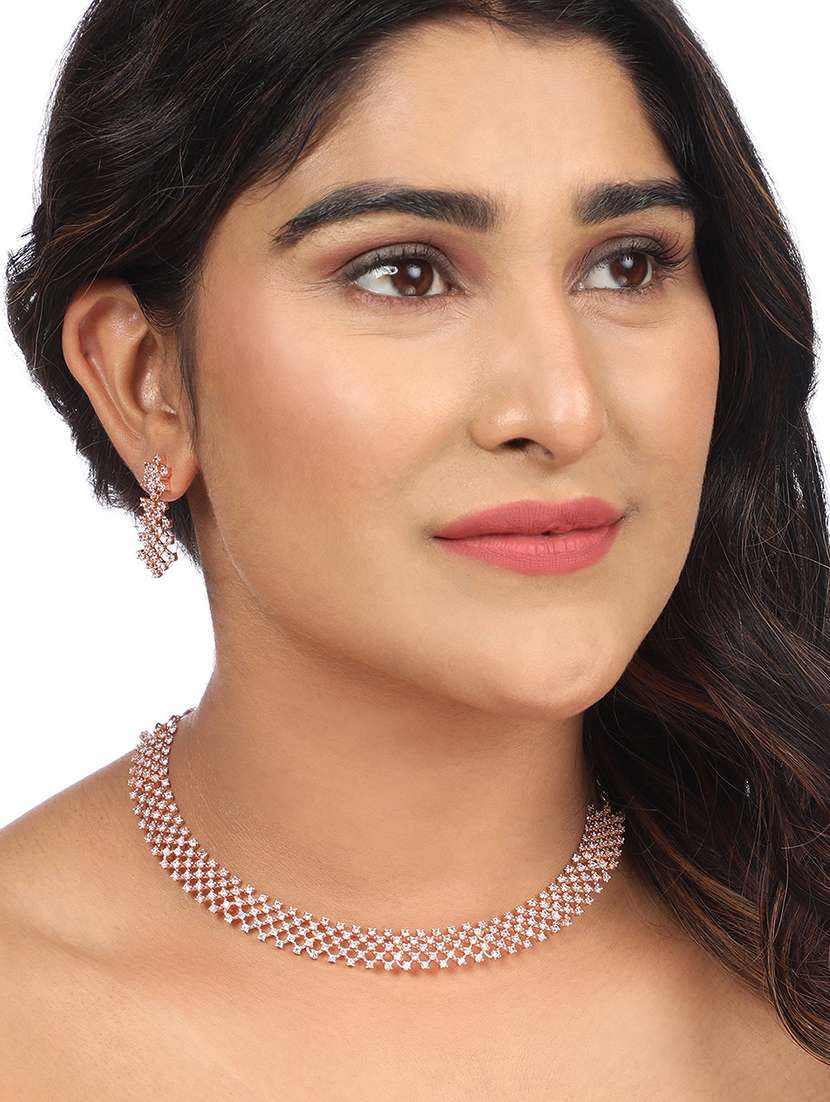 gold-plated stone-studded handcrafted jewellery set - 22277928 -  Standard Image - 3