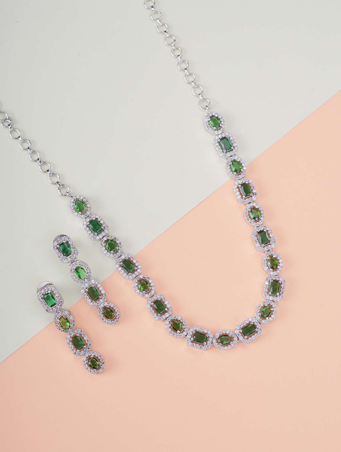 women stone studded necklace and earring set