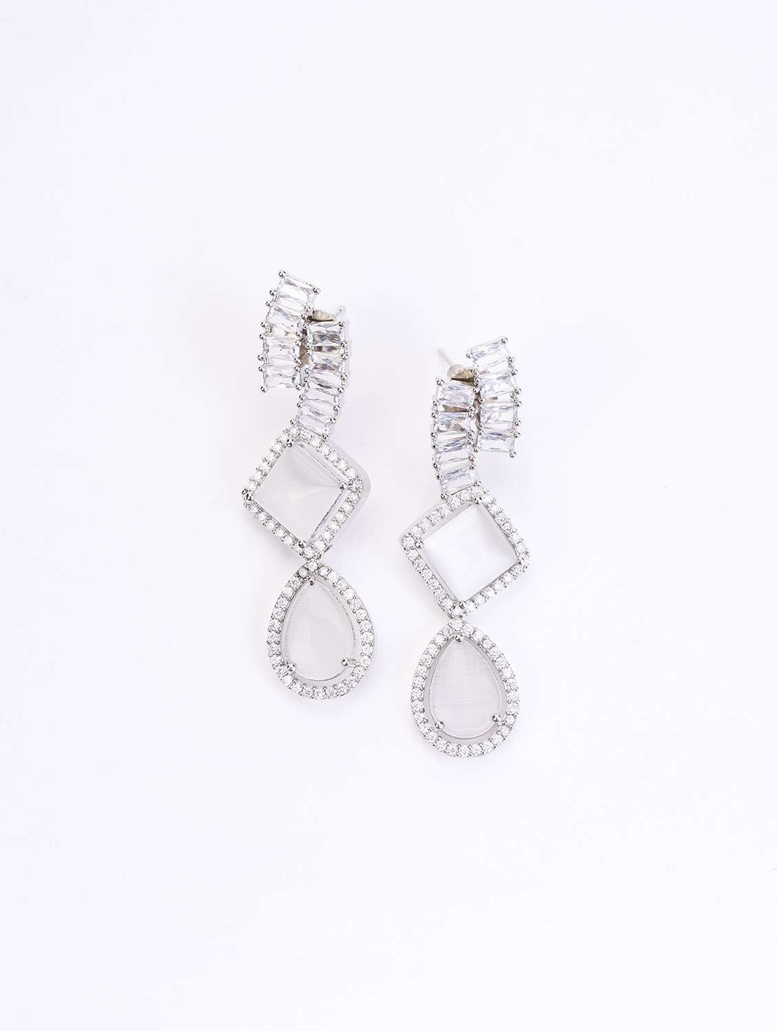 women stone studded necklace and earring set - 22278007 -  Standard Image - 3