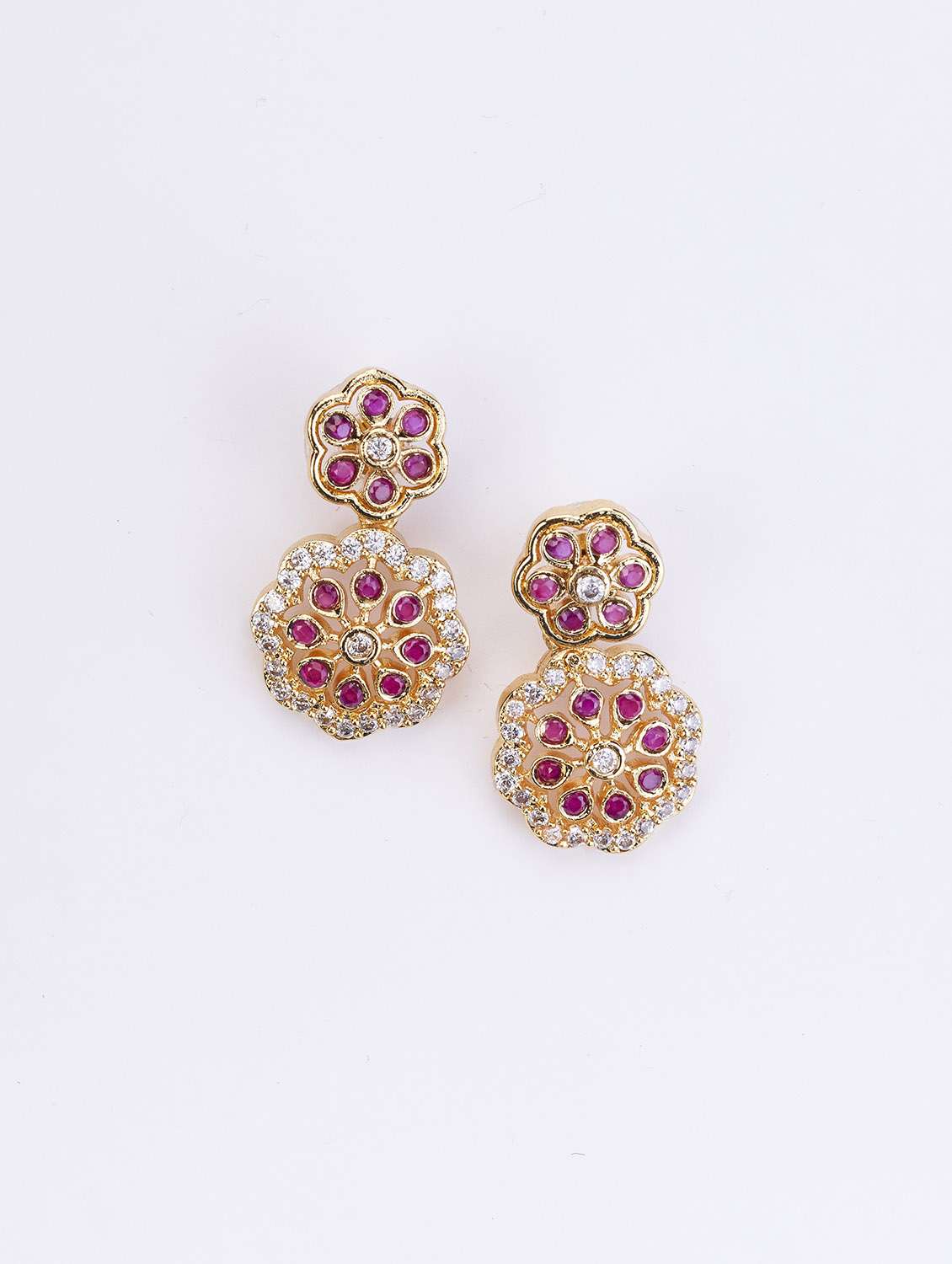 women stone studded necklace and earring set - 22278012 -  Standard Image - 3