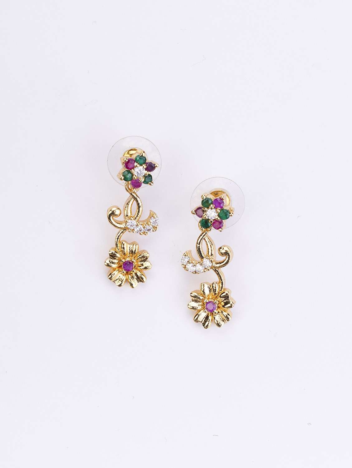 women stone studded necklace and earring set - 22278015 -  Standard Image - 3