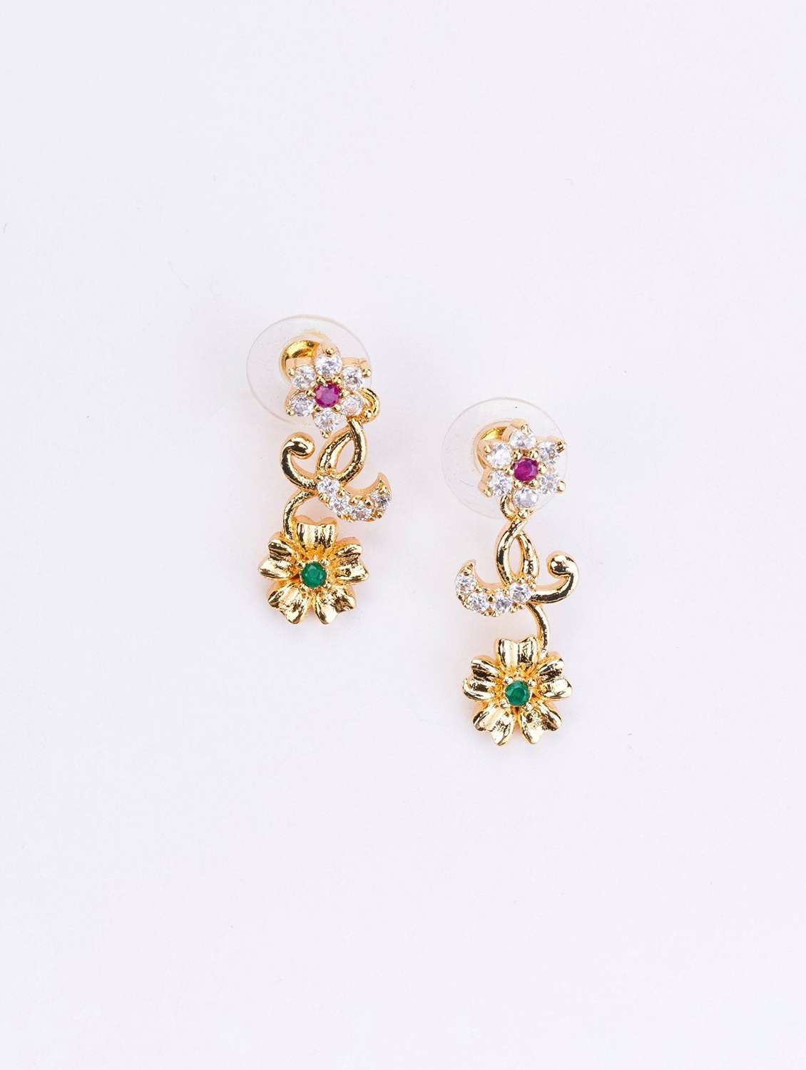 women stone studded necklace and earring set - 22278016 -  Standard Image - 3