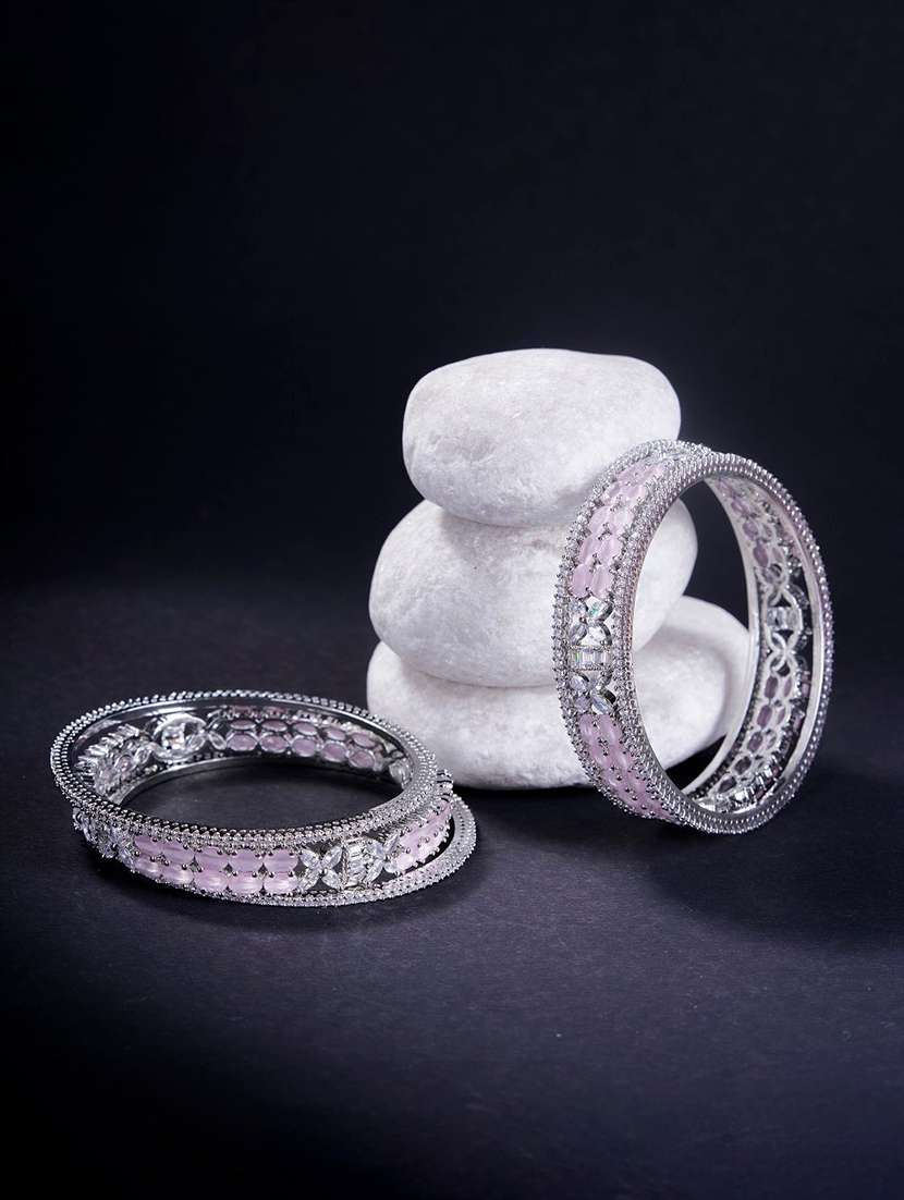 crystal fancy rhodium bangles (pack of 6)