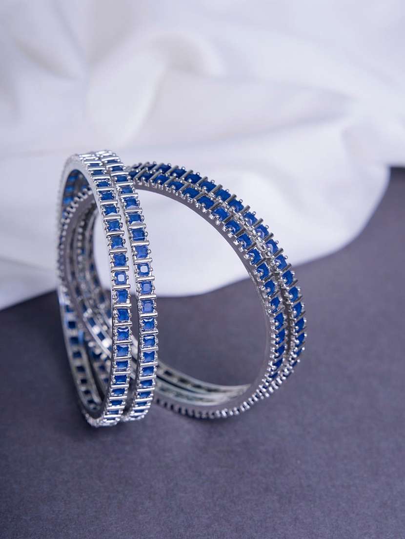 women blue brass bangle